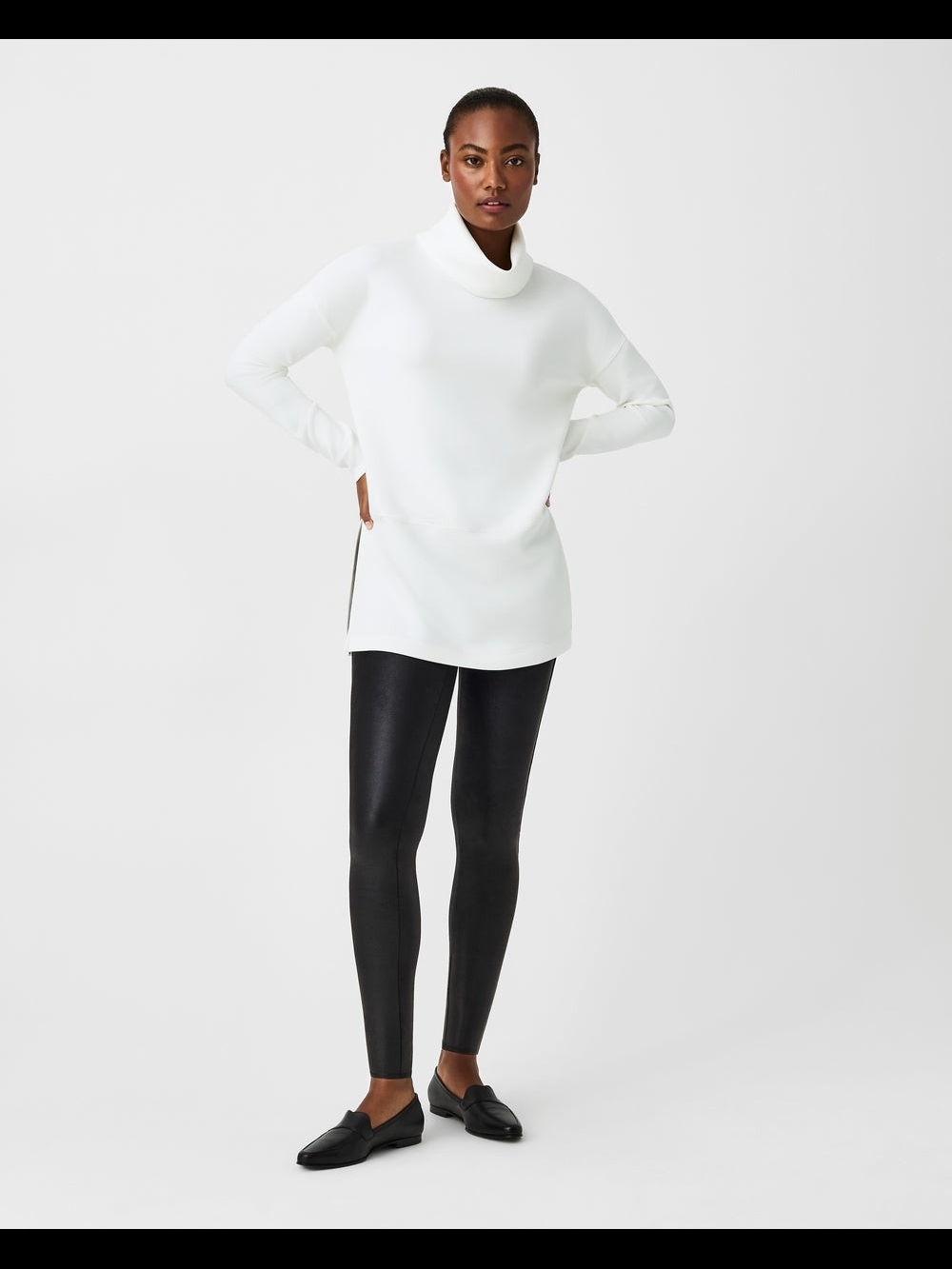 SPANX Black Faux-Leather High-Waist PowerLeggings - Picture 3 of 11
